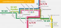 Grafik "Linienführung Straßenbahnen 1.-13.10."